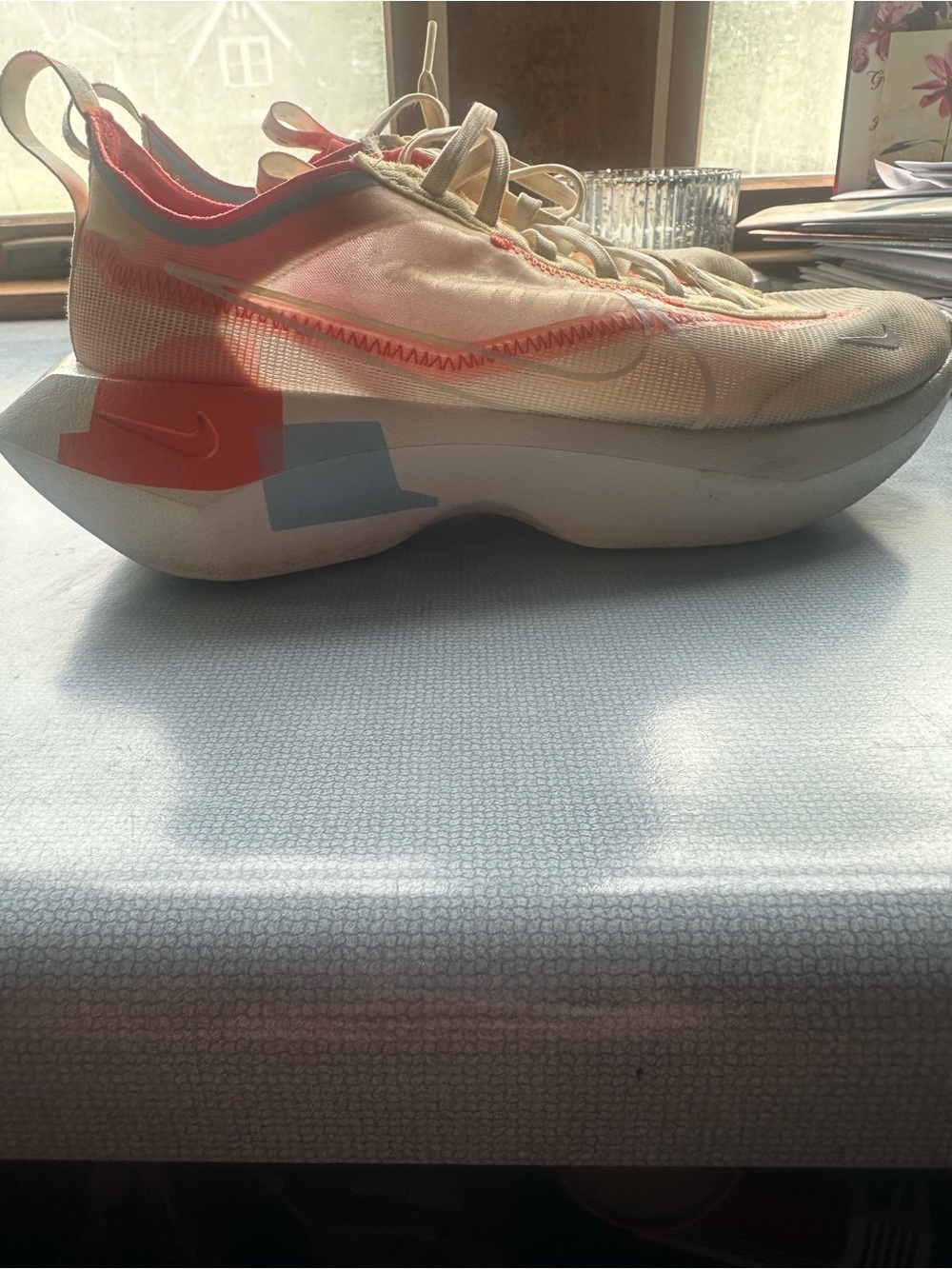 Nike Cream and Coral Racer with Blue Accents
